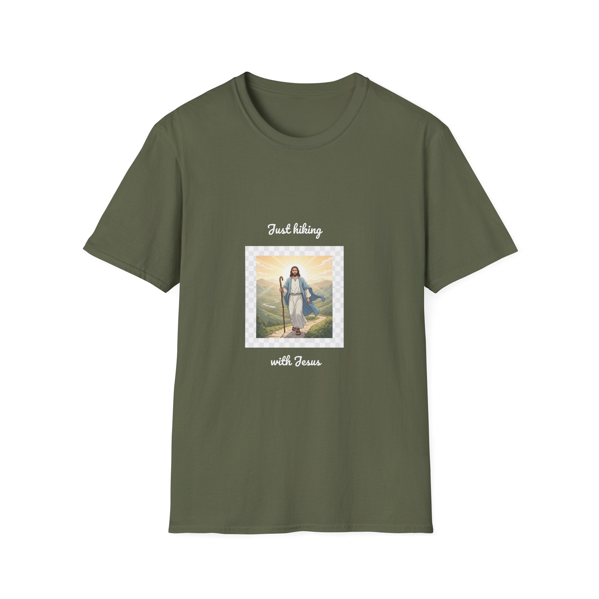 Jesus Walking in Faith Christian T-Shirt – Bible Verse Inspirational Shirt – Mountain Sunrise Faith Tee