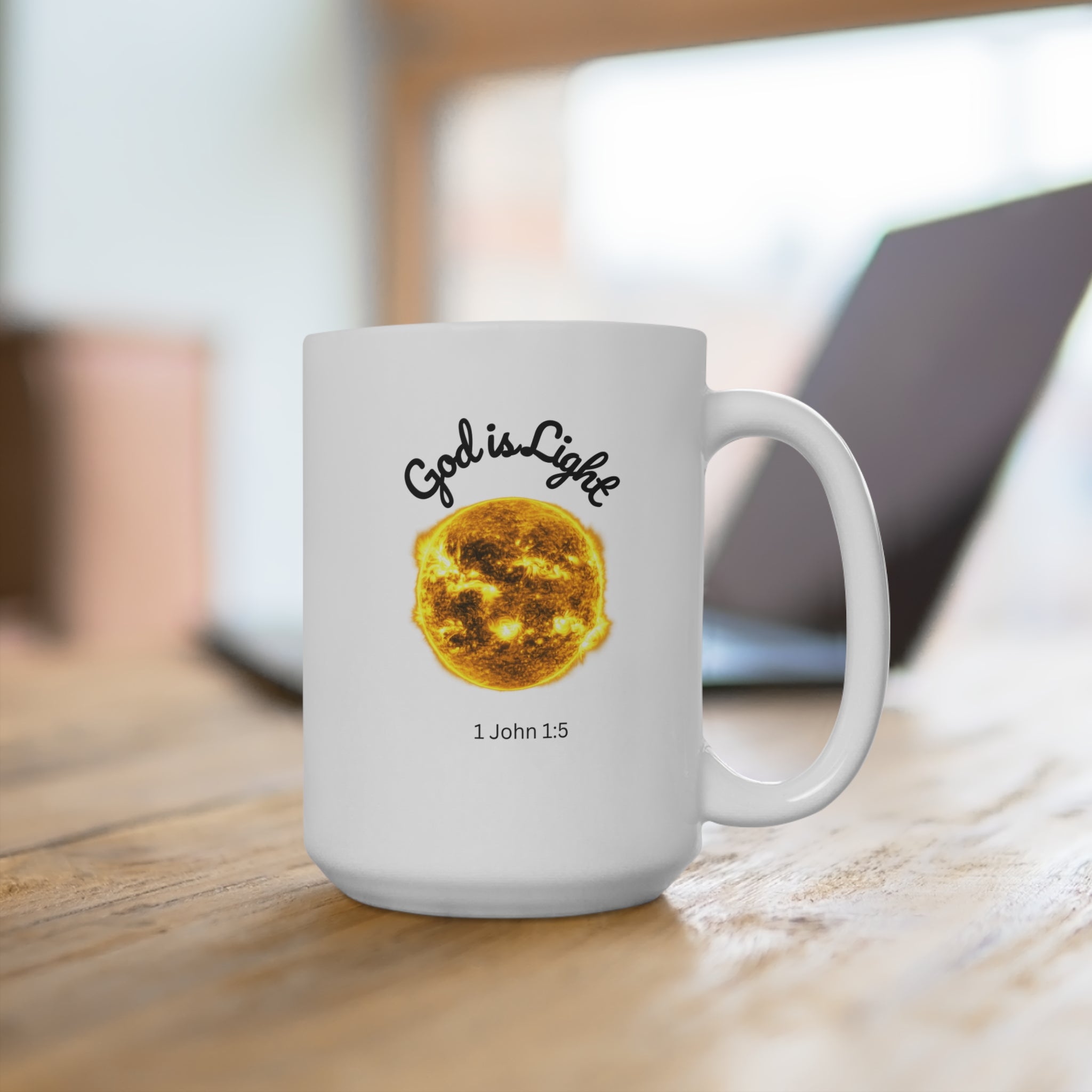 God Is Light Christian Coffee Mug – NASA image 1 John 1:5 Bible Verse Mug | Faith-Based Inspirational Christian Mug