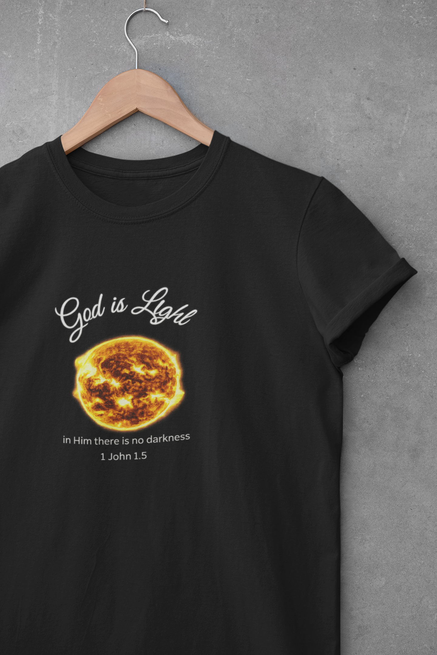 God Is Light Christian T-Shirt – NASA image 1 John 1:5 Bible Verse Shirt | Faith-Based Christian Apparel
