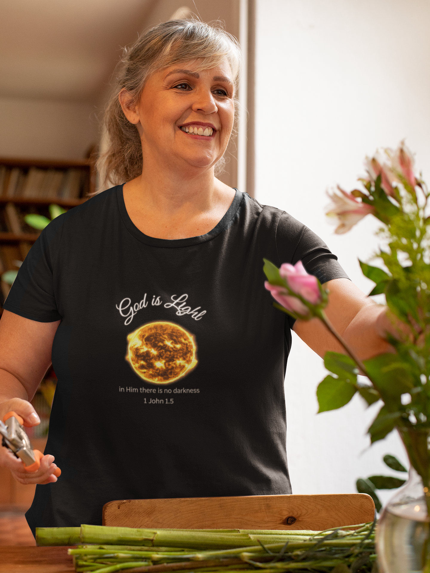 God Is Light Christian T-Shirt – NASA image 1 John 1:5 Bible Verse Shirt | Faith-Based Christian Apparel