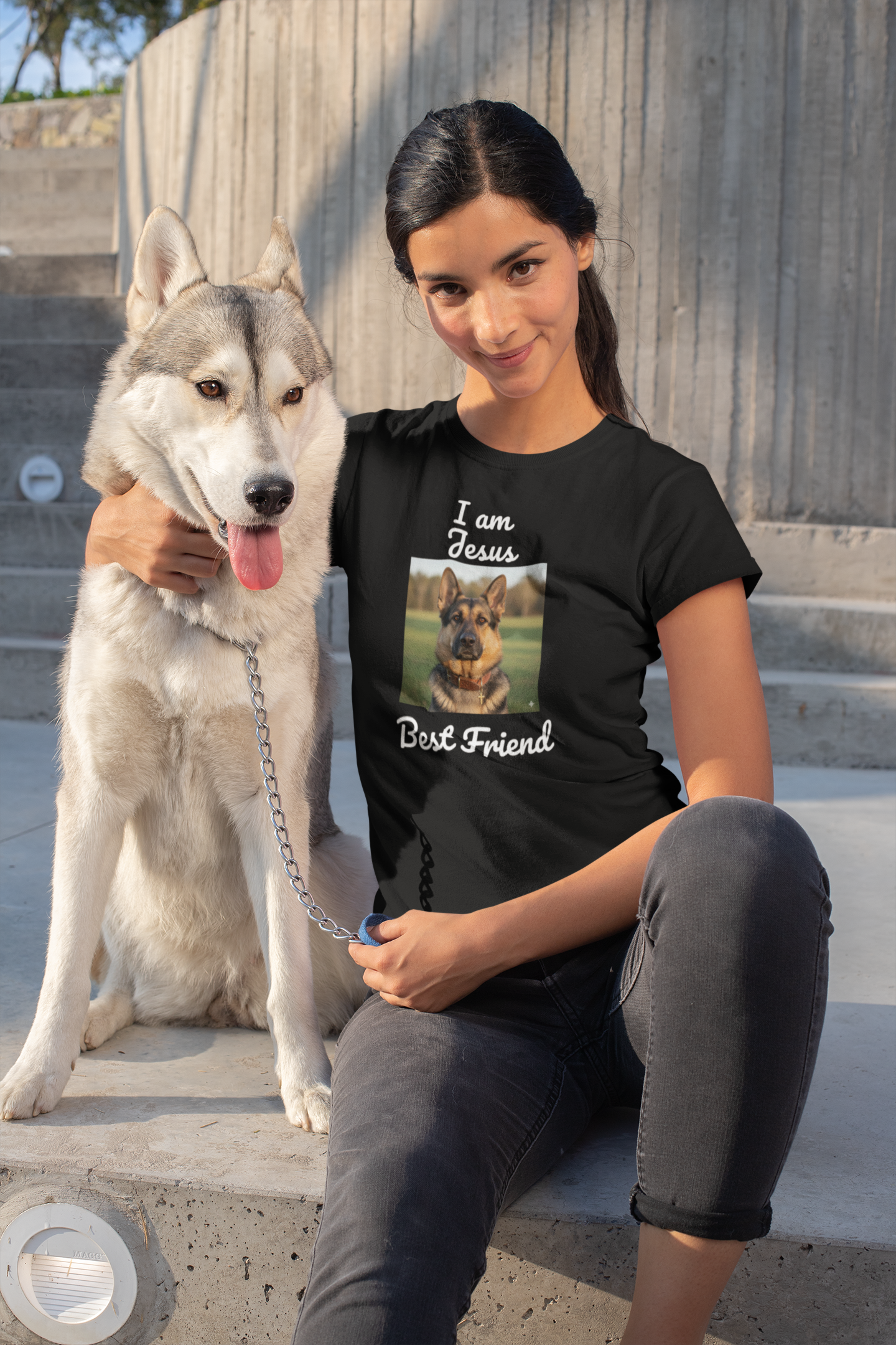 German Shepherd T-Shirt – “I Am Jesus Friend” Faith Dog Lover Apparel