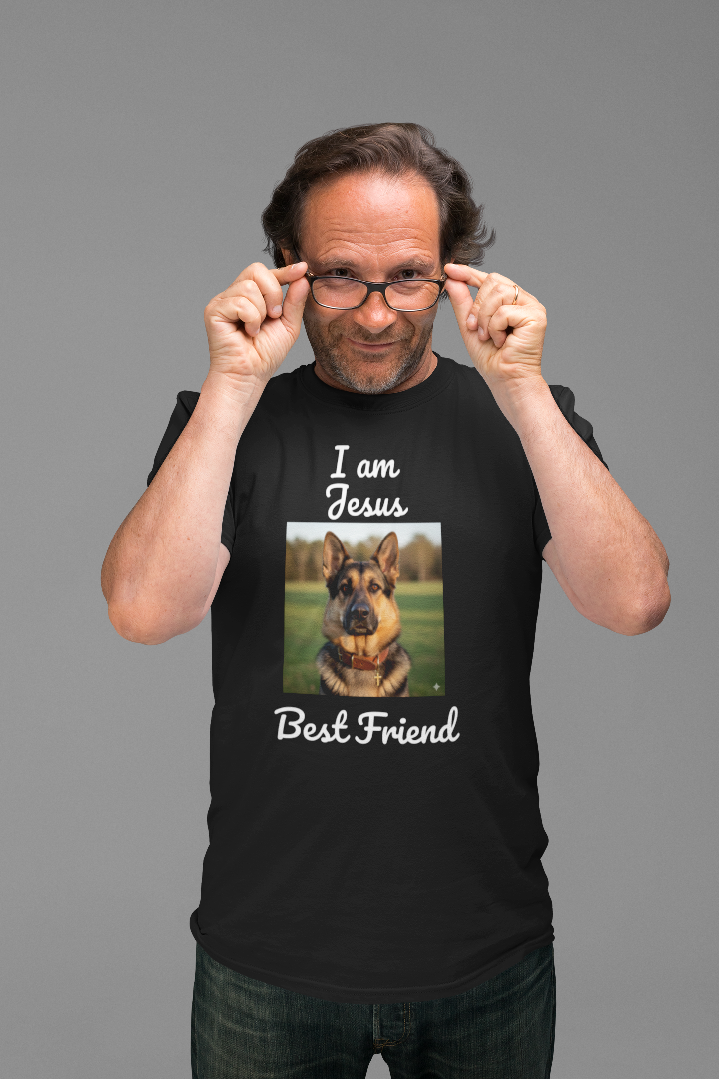 German Shepherd T-Shirt – “I Am Jesus Friend” Faith Dog Lover Apparel