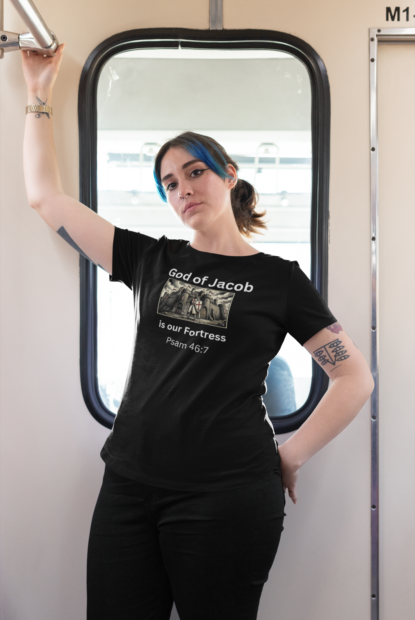 Christian Knight Fortress Shirt Psalm 46:7 God of Jacob Faith Warrior Medieval Armor Tee