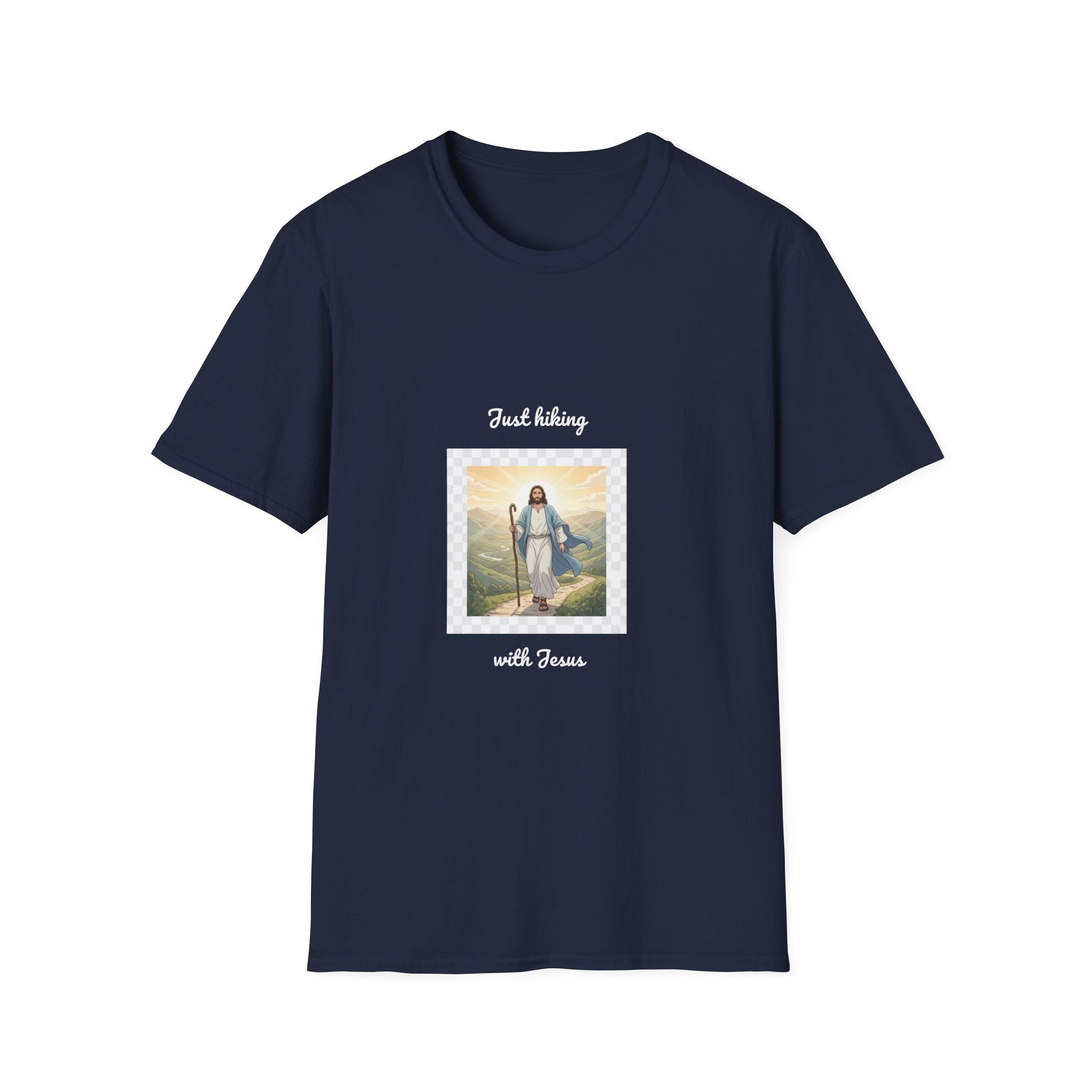 Jesus Walking in Faith Christian T-Shirt – Bible Verse Inspirational Shirt – Mountain Sunrise Faith Tee